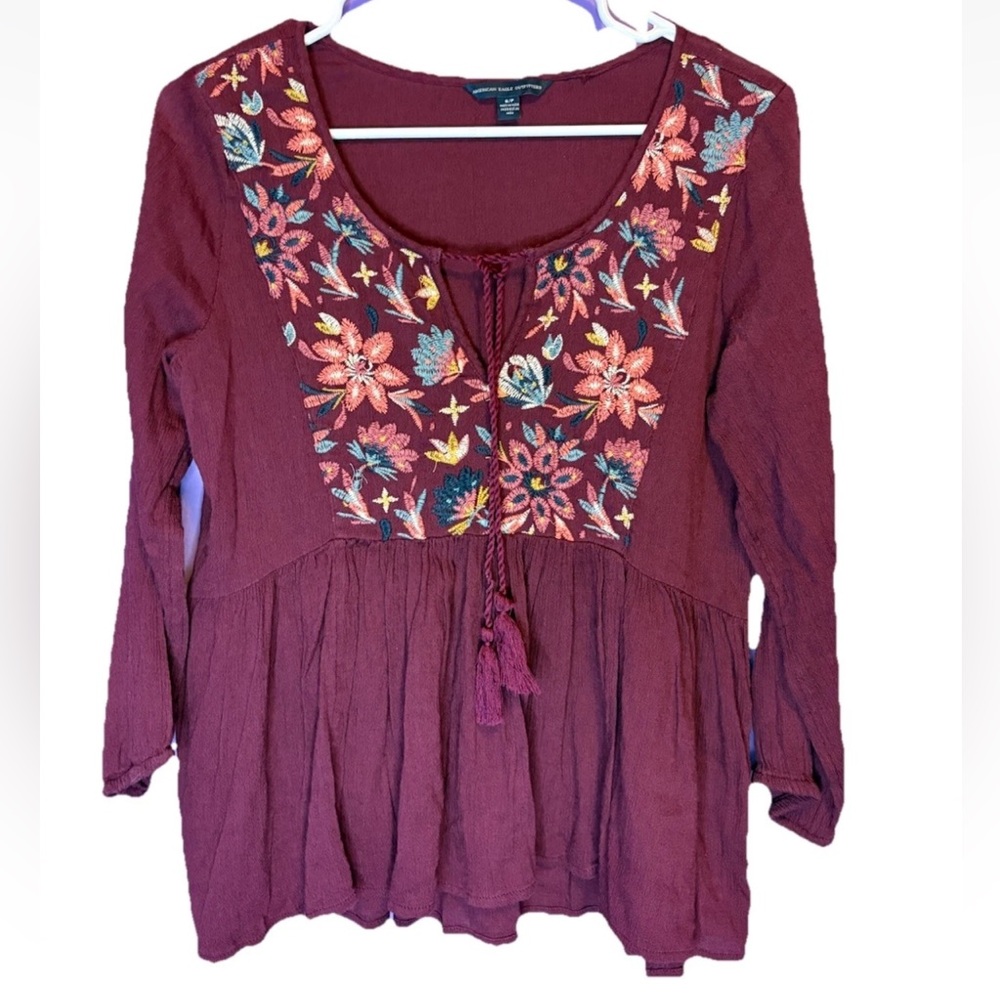 American Eagle Outfitters Woman’s Boho Peasant Top Size Small